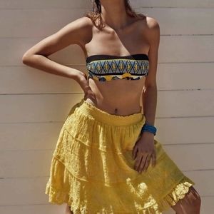 high waist mustard skirt